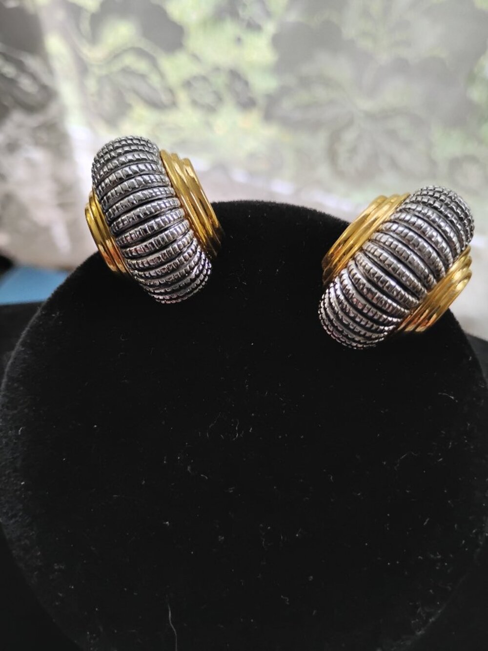 Joan Rivers gold silver clip earrings